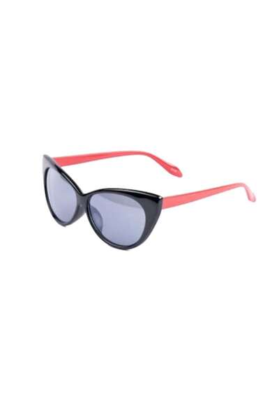 DYSTYLE Cat Eye Sunglasses, Black Frame with Red