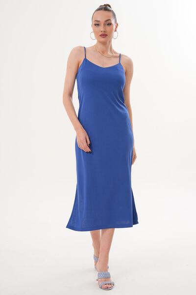 ŞİMAL Women's Rope Strap Slit Detailed Sandy Dress 260100 -