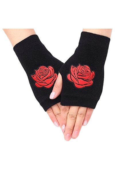 DYSTYLE - Γάντια αφής, μοντέρνα χωρίς δάχτυλα με μοτίβο τριαντάφυλλου, ένα μέ...