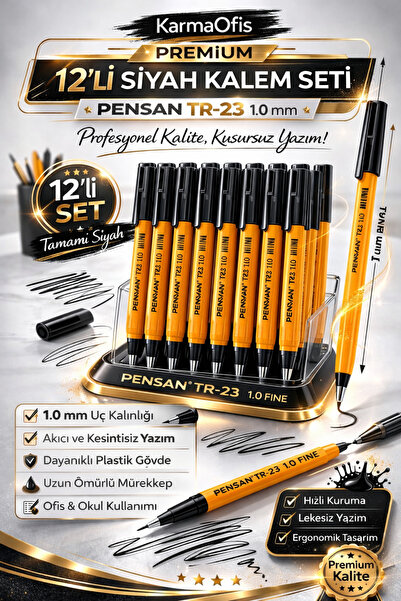 KarmaOfis Tr-23 1.0 mm Black 12-Pack Ballpoint Pen