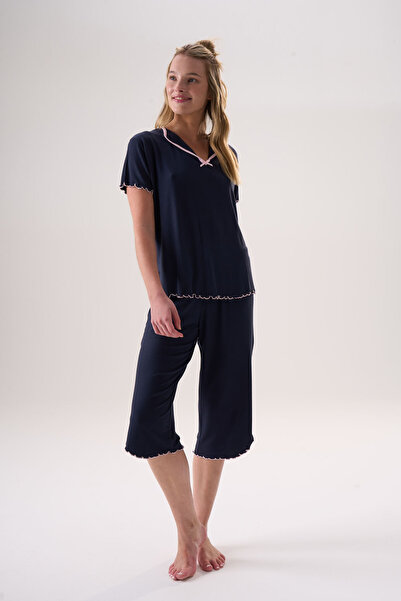 Etoile Bamboo Short Sleeve Capri Set with Ribbon Detail