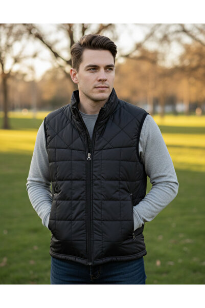 HIRDAVAT HOME Black Men's Inflatable Vest with 2 Pockets and Zipper