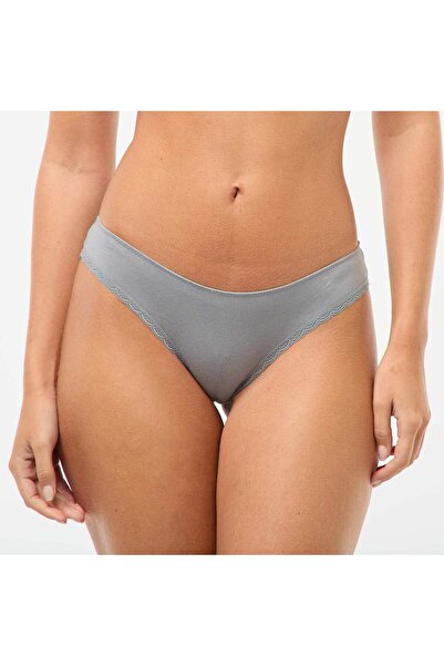 KIABI Pack of 3 cotton and lace briefs BLUE