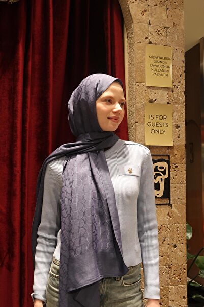 Şalland Na'i Pure D Desen Şal Kot Mavi