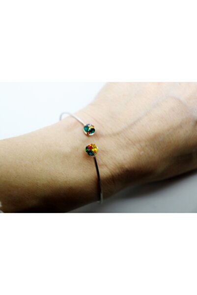 atellier47 Bratara fixa tip cuff din argint 925 cu cristale Swarovski