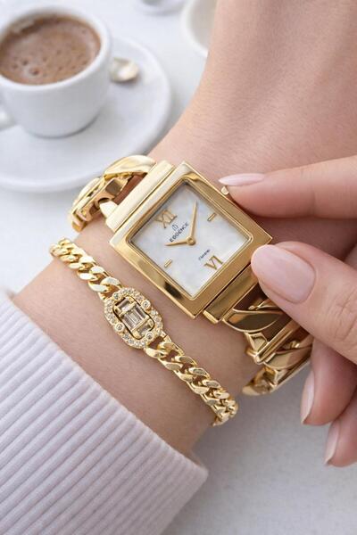 Essence ساعة يد نسائية بسوار فولاذي لا يسبب سوادًا، مقاومة للماء حتى 3 أتموسف...