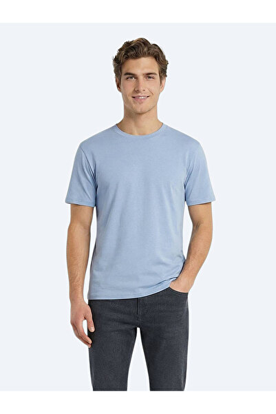 Kip Light Blue Plain 100% Cotton T-Shirt