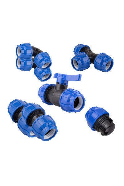 ARANGÜL 20mm Sulama Borusu Tamir Seti (2 Kaplin Manşon, 2 Dirsek, Te, Tapa, V...