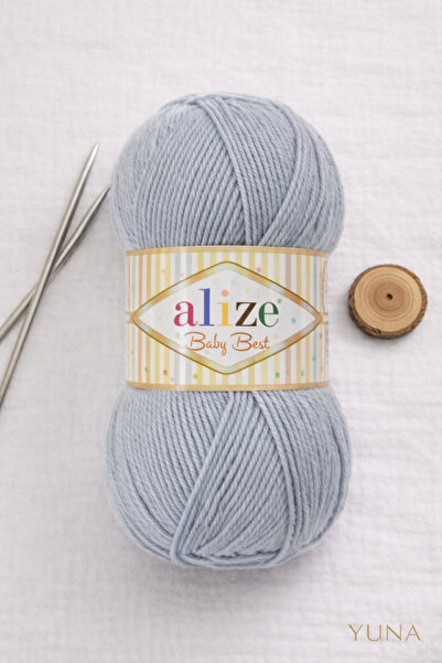 Alize Baby Best Baby Shawl Blouse Bistuyer 10% Bamboo Knitted Yarn 119 Gray