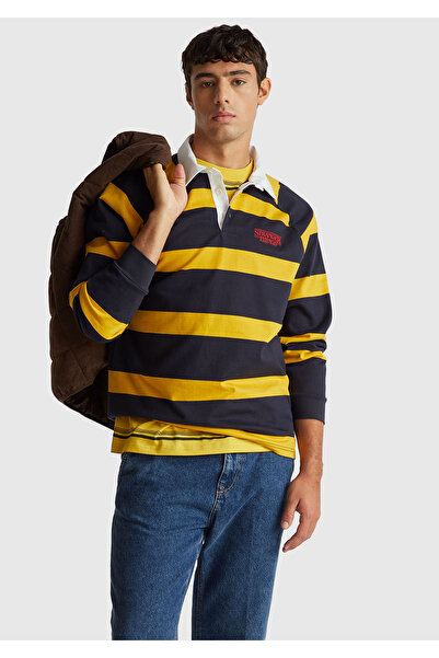 United Colors of Benetton Men's Yellow-Navy Blue 100% Cotton Stranger Things ...