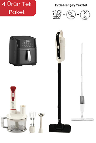 Yui Çeyiz Paketi 4’lü Set – Airfryer, Dikey Süpürge, Blender & Mop