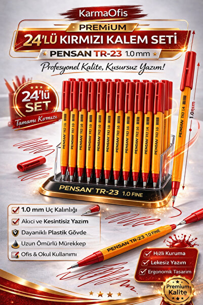 KarmaOfis Tr-23 1.0 mm Red 24-Pack Ballpoint Pen