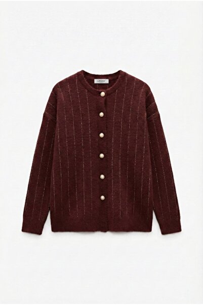 GİMAY TRİKO İnci Düğmeli Simli Hırka