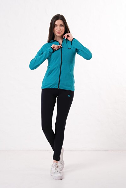 FORE SPORT Set sport din 3 piese pentru femei, cu glugă și fermoar, tricou, c...