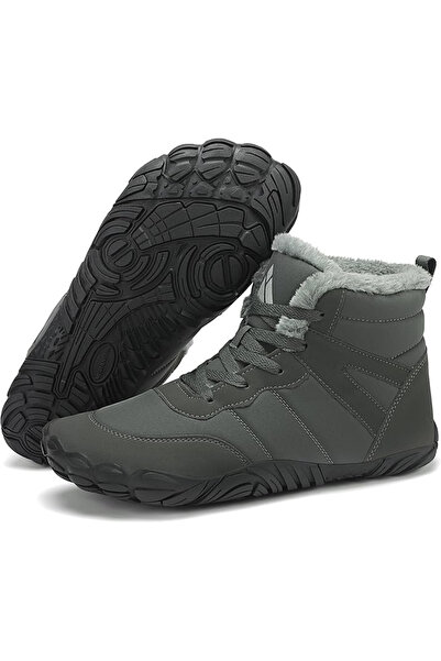 MISHANSHA Men's fur-lined winter boots, waterproof, lightweight, gray 45