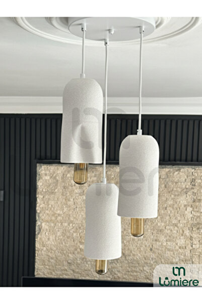 lumiere Design Luma Avize 3’lü Beton Görünümlü Iskandinav & Bohem Sarkıt Aviz...