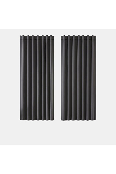 JOYDECO Thick thermal curtains 175 cm high, 140 cm wide, set of 2 pieces, black