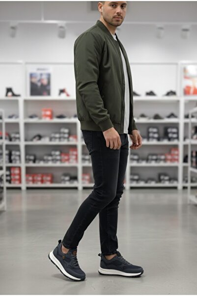 rocassi Men's Sneaker Leather Mixed Sports Shoes Navy Blue