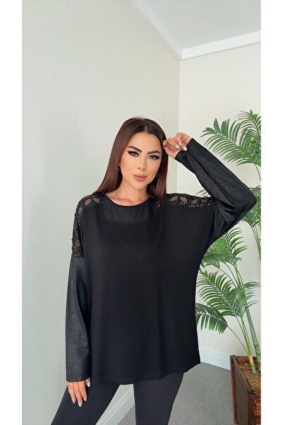DİDEM GÜLTAKTI Steri Women's Black Blouse with Sleeve and Shoulder Detail Design