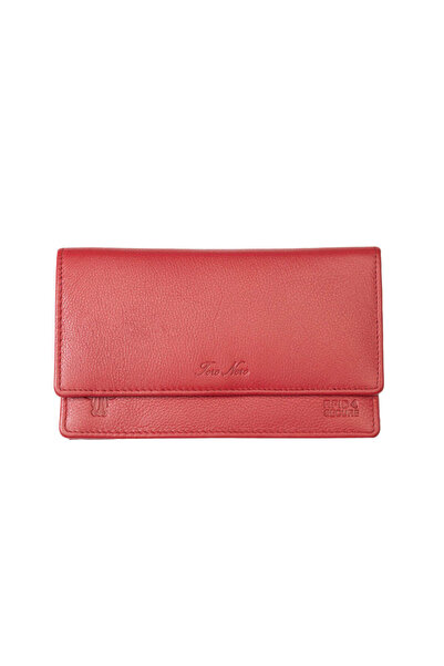 TORO NERO Women's wallet made of genuine leather, red Cloudy, Rfid protection