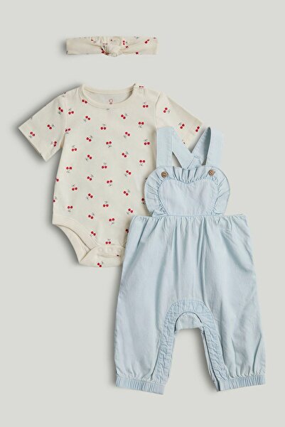 MOTHERCARE Denim Dungarees, Bodysuit and Headband Outfit