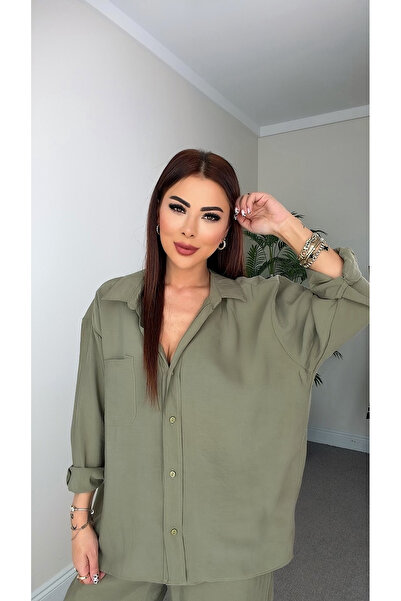 DİDEM GÜLTAKTI Ange Women's Oversize Khaki Green Shirt