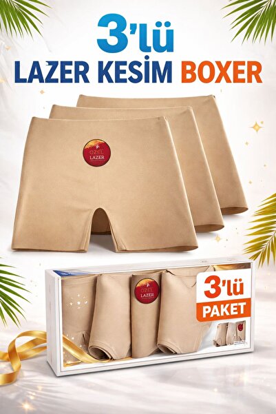 QULAT 3-Piece Women's Laser Cut Boxer Black and White Mixed Seamless High Wai...