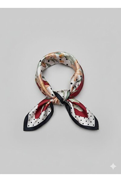 MAESTRO WOMAN Kadın Bordo Puantiyeli Saten Fular 70x70