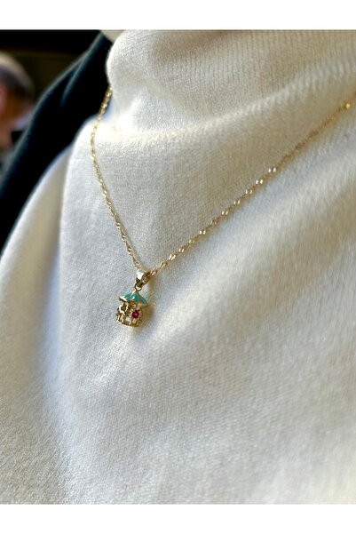 Onseva Kuyumculuk 14 Ayar Altın Atlıkarınca Minimal Kolye