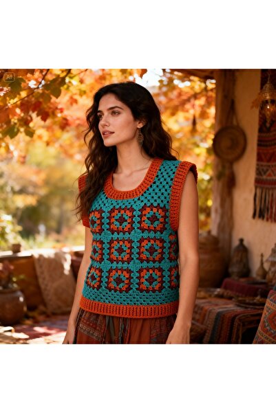 Om Women's hand-crocheted vest