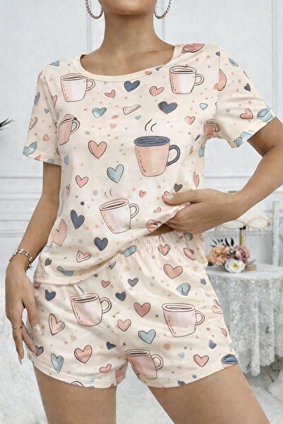 kuzey homewear Σετ κοντομάνικο σορτς Ryle Coffee