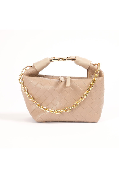 ABBRA Women's Vegan Leather Clip Buckle Patterned Lined Shoulder Strap Small Bag