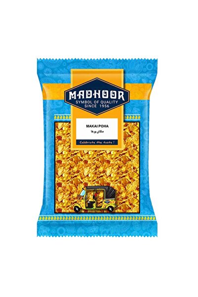 MADHOOR Makai Poha Thin Crispy Flattened Corn Flakes Frying Savory (200g)