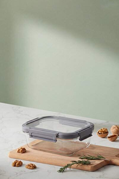 GÖNÜL 1000 ml Isıya Dayanıklı Cam Saklama Kabı, Sızdırmaz Kapaklı (Kilit Klip...