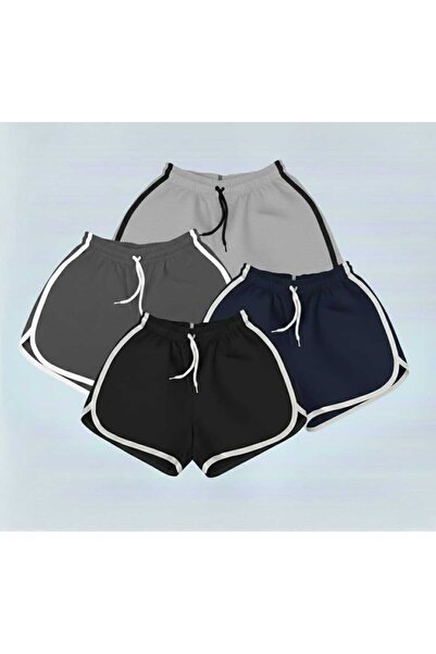 KANOX Kadın 2 İplik Penye Biyeli Şort 4'Lü