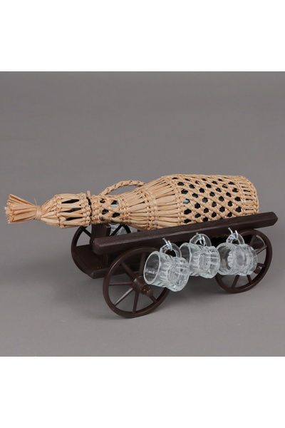 LimArt Cart with wrapped bottle and 6 glasses of brandy 32x16x15 cm