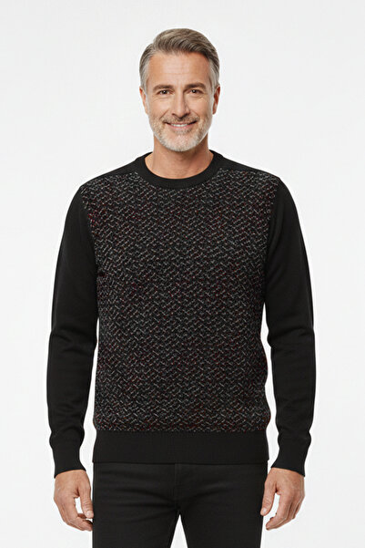 Pulltonic Men's Crew Neck Patterned Sweater