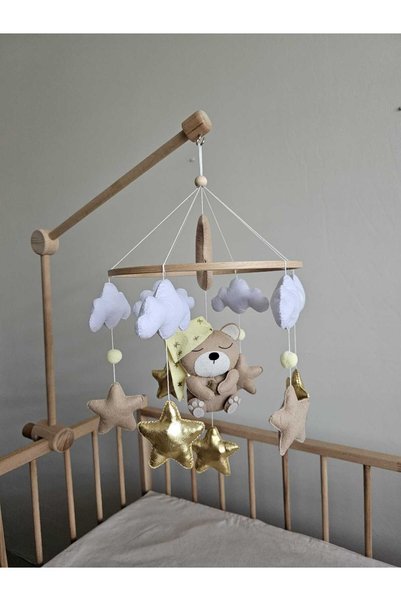 TREND METFİQ DECORATİON müzikli El Yapımı Keçe Bebek Dönencesi - Safari Tavşa...