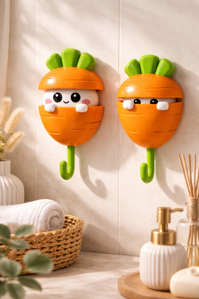DİVAYS Cute Carrot Wall Hanger with Smart Mechanism, Automatic Opening Adhesi...
