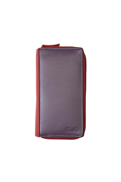TORO NERO Women's wallet made of genuine purple leather Ina, Rfid protection