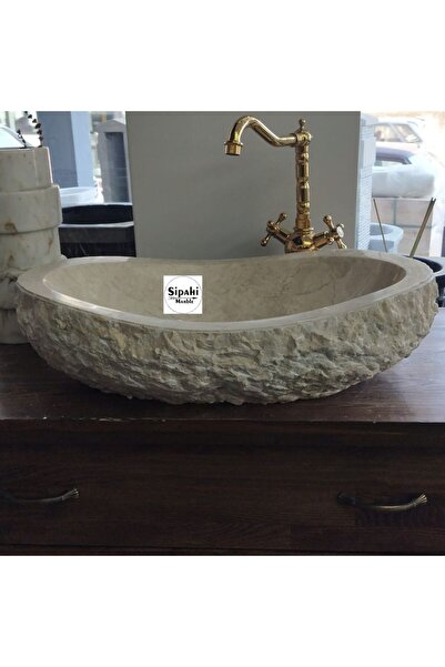 SİPAHİMARBLE Bej Mermer Dışı Natural Oval Lavabo