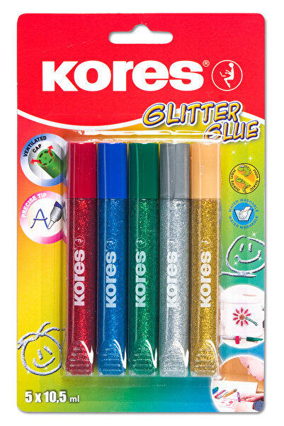 kores Glitter Liquid Glue 5 Colors x 10.5ml
