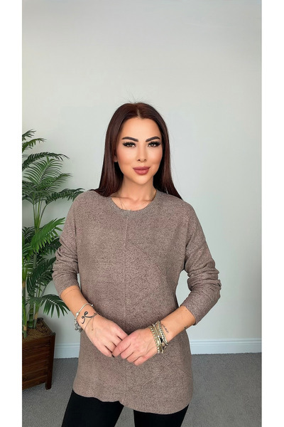 DİDEM GÜLTAKTI Anezka Women's Stone Detailed Milk Coffee Soft Blouse