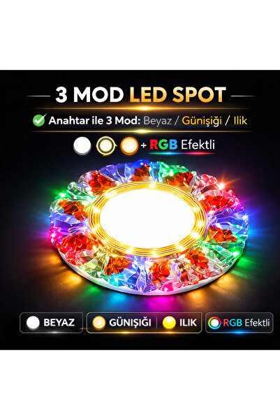 kialed 3 Mod LED Spot Rgb Efektli Dekoratif Tavan Aydınlatma