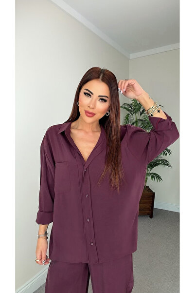 DİDEM GÜLTAKTI Ange Women's Oversize Plum Shirt