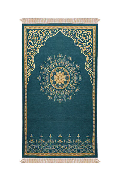 Bursa İpek Χαλάκι προσευχής Υφαντό με ανάγλυφο σχέδιο μπλε μάνταλα από πετρέλαιο