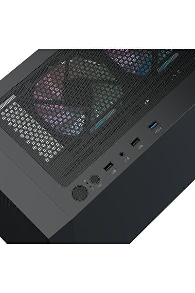 AEROCOOL PC Gaming Case, B509A Flow-G-BK-v1 Mid Tower | Expansion Slots, 7 | Supports GPU up to 340mm | Black