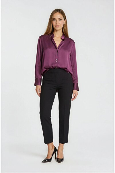 Spazio Hakim Yaka Rahat Kesim Uzun Kol Gömlek MÜRDÜM