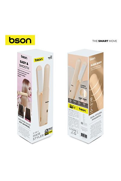bson 2-in-1 Cordless Hair Straightener & Curler – 3 Heat Settings, 40M Negati...