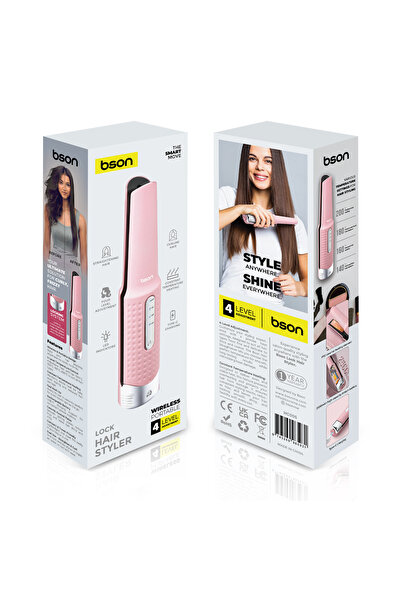 bson Lock Wireless Hair Styler – Portable Hair Straightener & Curler with 4 H...